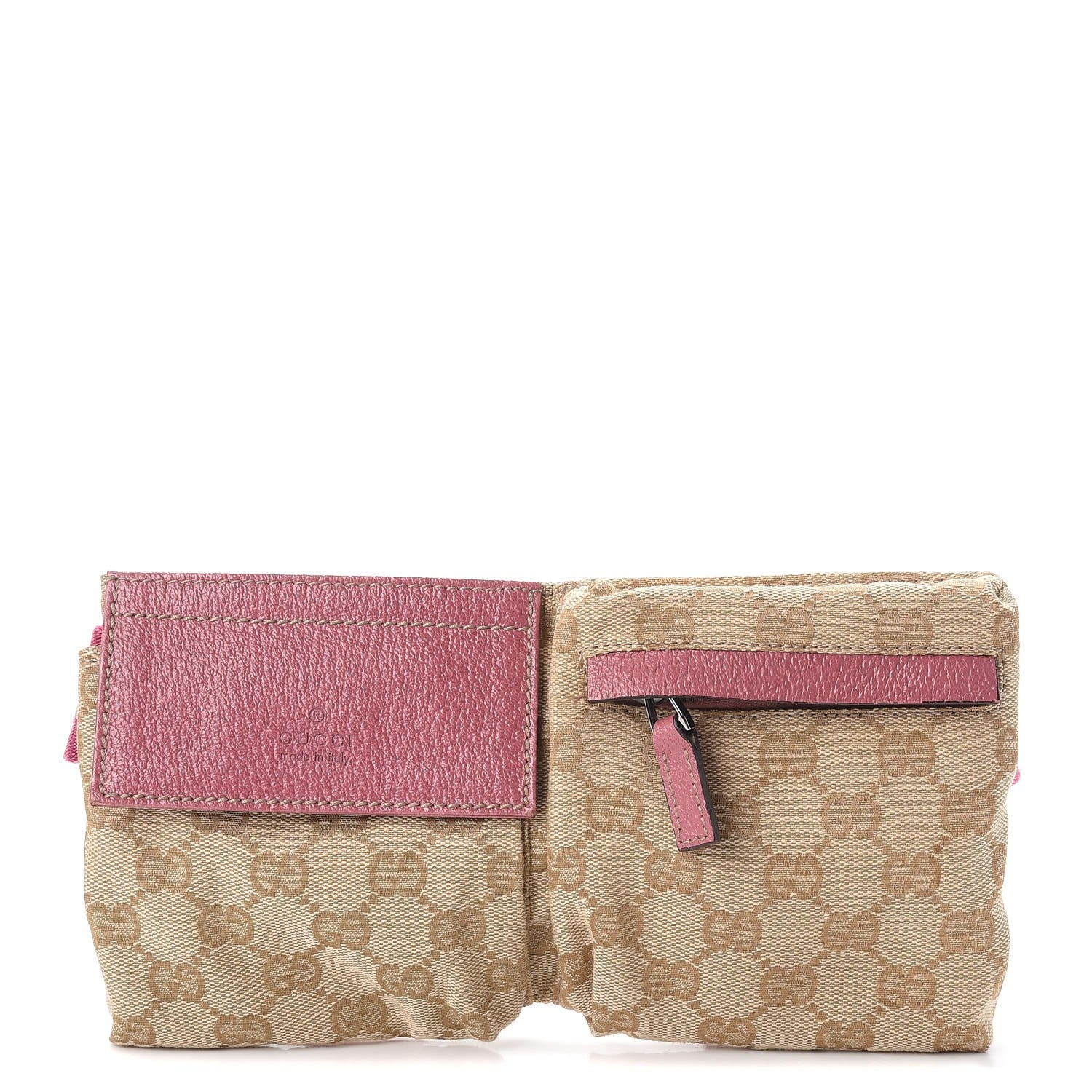 Gucci GG Monogram Web Double Pocket Belt Bag Pink 1 of 8