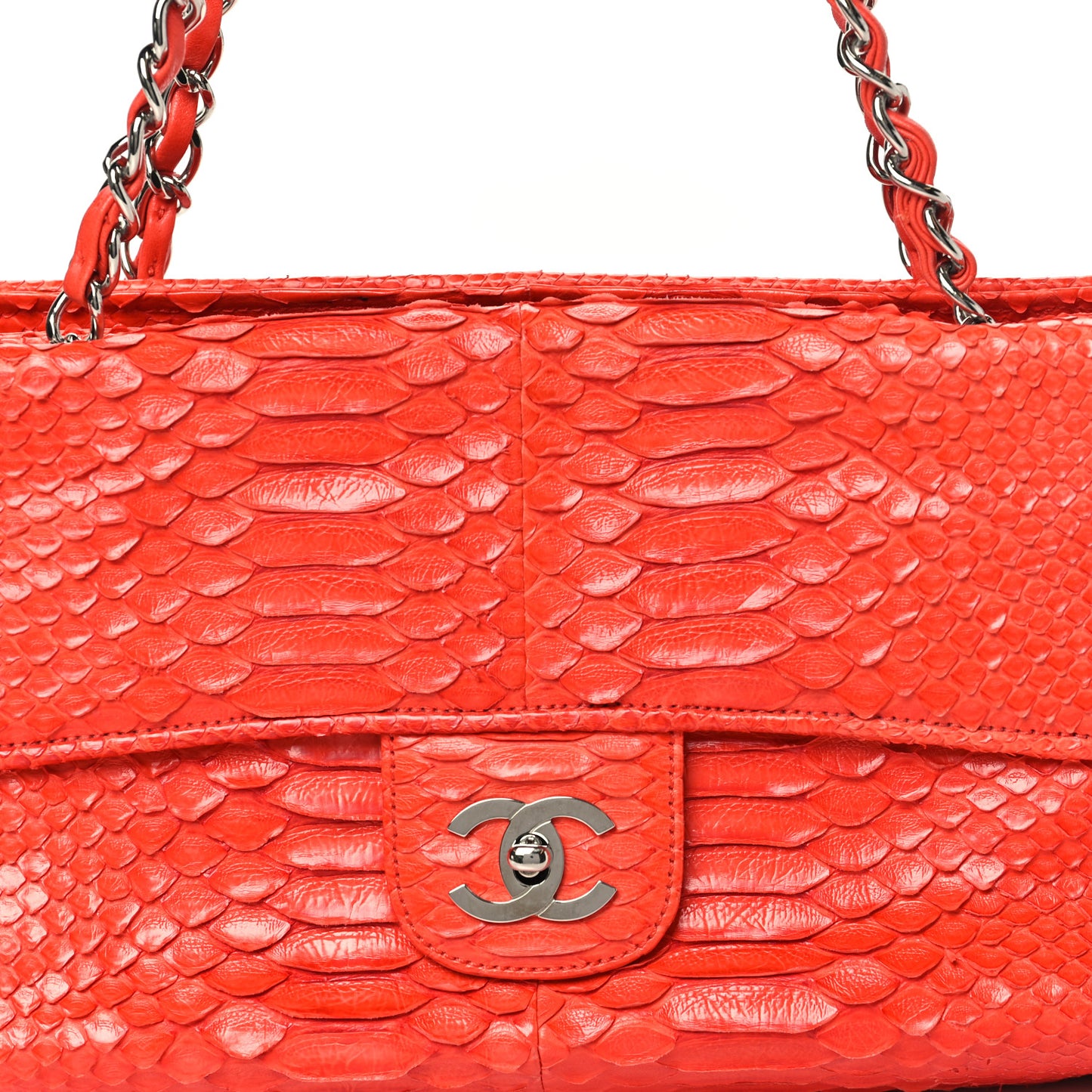 Snakeskin East West Kisslock Flap Red