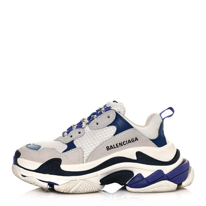 Balenciaga Mesh Nubuck Womens Triple S Sneakers 36 White Bleu Violet 1 of 11