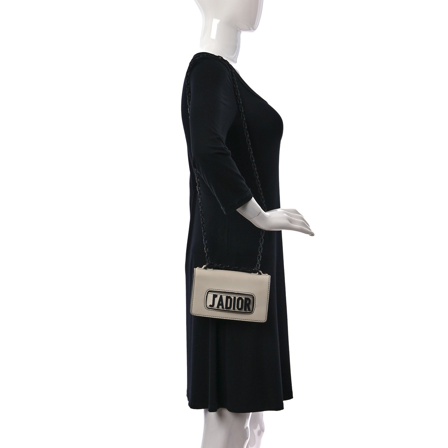 Smooth Calfskin Mini J'Adior Chain Flap Bag Off White