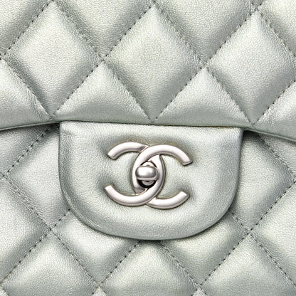 Chanel Metallic Lambskin Quilted Jumbo Double Flap Green 7 of 16