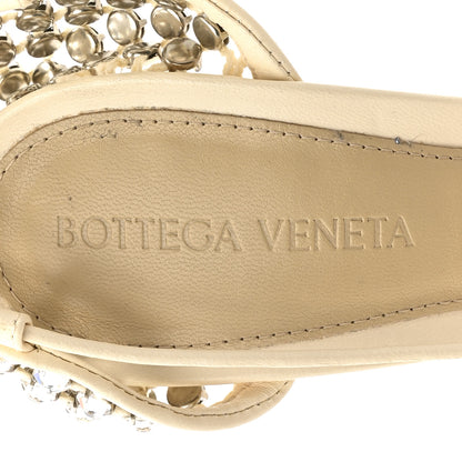 Bottega Veneta Mesh Nappa Crystal Embellished Sparkle Stretch Ankle Tie 90mm Sandals 36 White 8 of 12