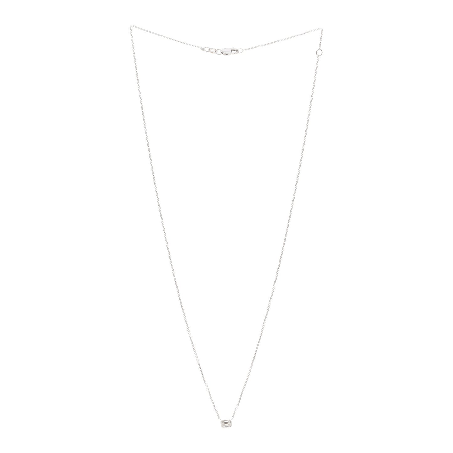 18K White Gold Diamond .17ct Emerald Cut Diamonds By The Inch Necklace