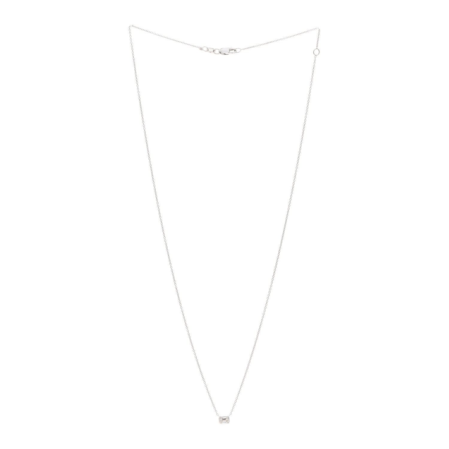 Roberto Coin 18K White Gold Diamond .17ct Emerald Cut Diamonds By The Inch Necklace 3 of 4