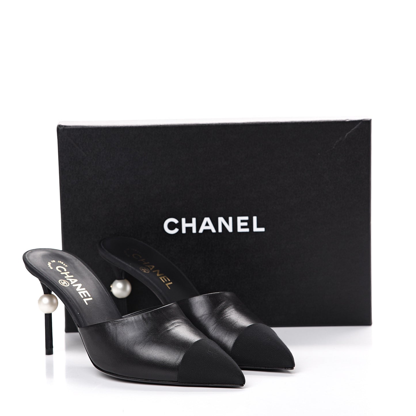 Goatskin Grosgrain Cap Toe Pearl Mule 40 Black