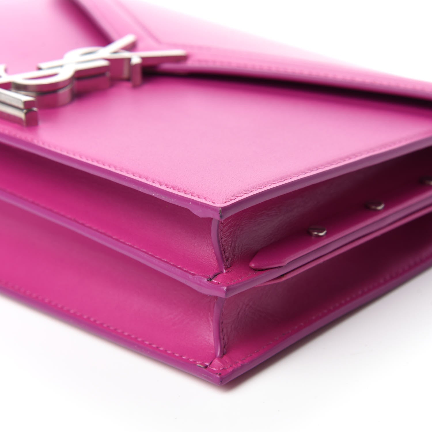 Saint Laurent Smooth Calfskin Monogram Cassandra Clasp Bag Electric Fuchsia 7 of 11
