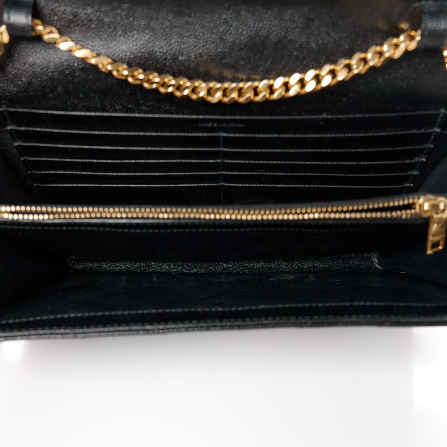 Grain De Poudre Matelasse Chevron Monogram Chain Wallet Black