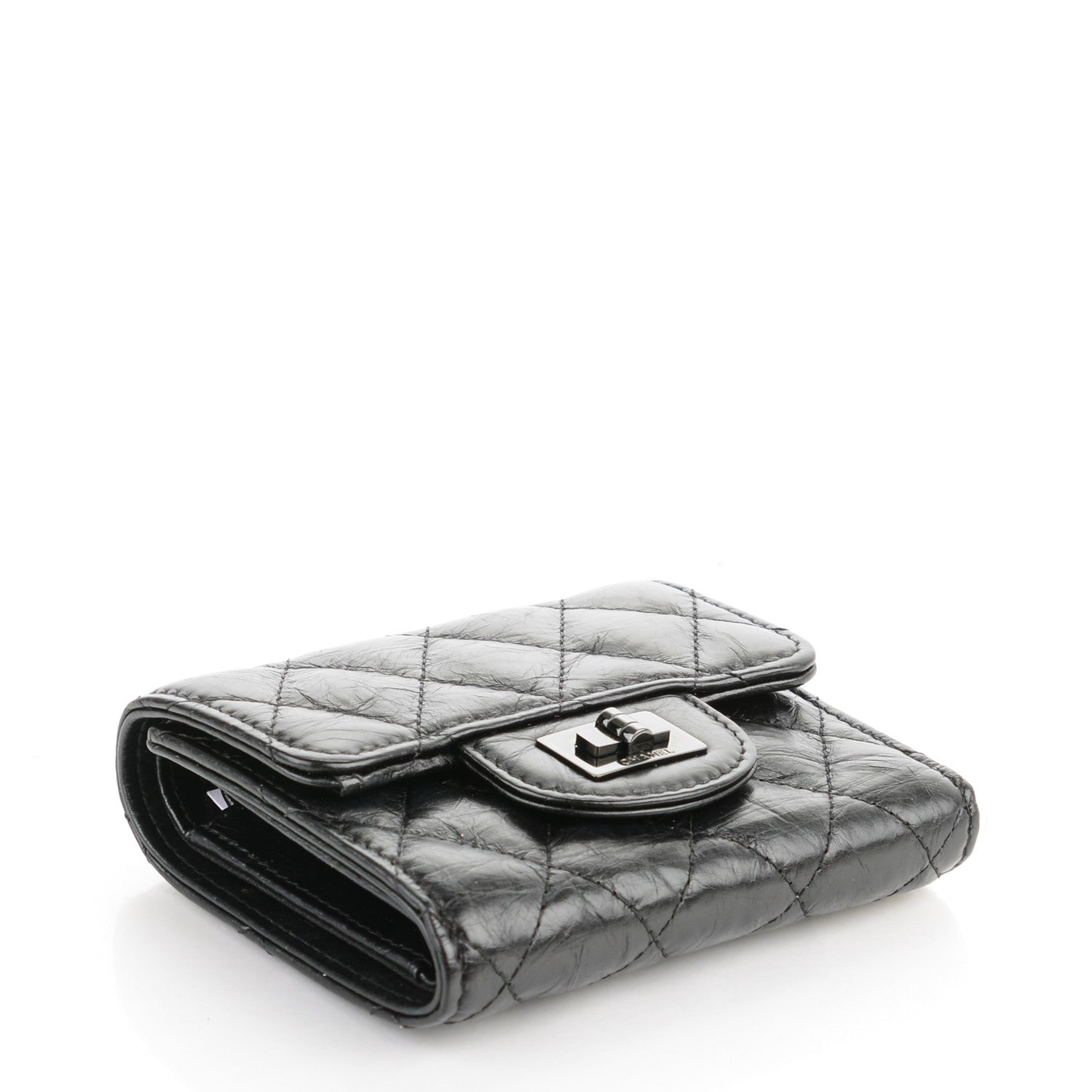 Chanel Aged Calfskin Quilted Reissue Compact Wallet Black 4 of 8