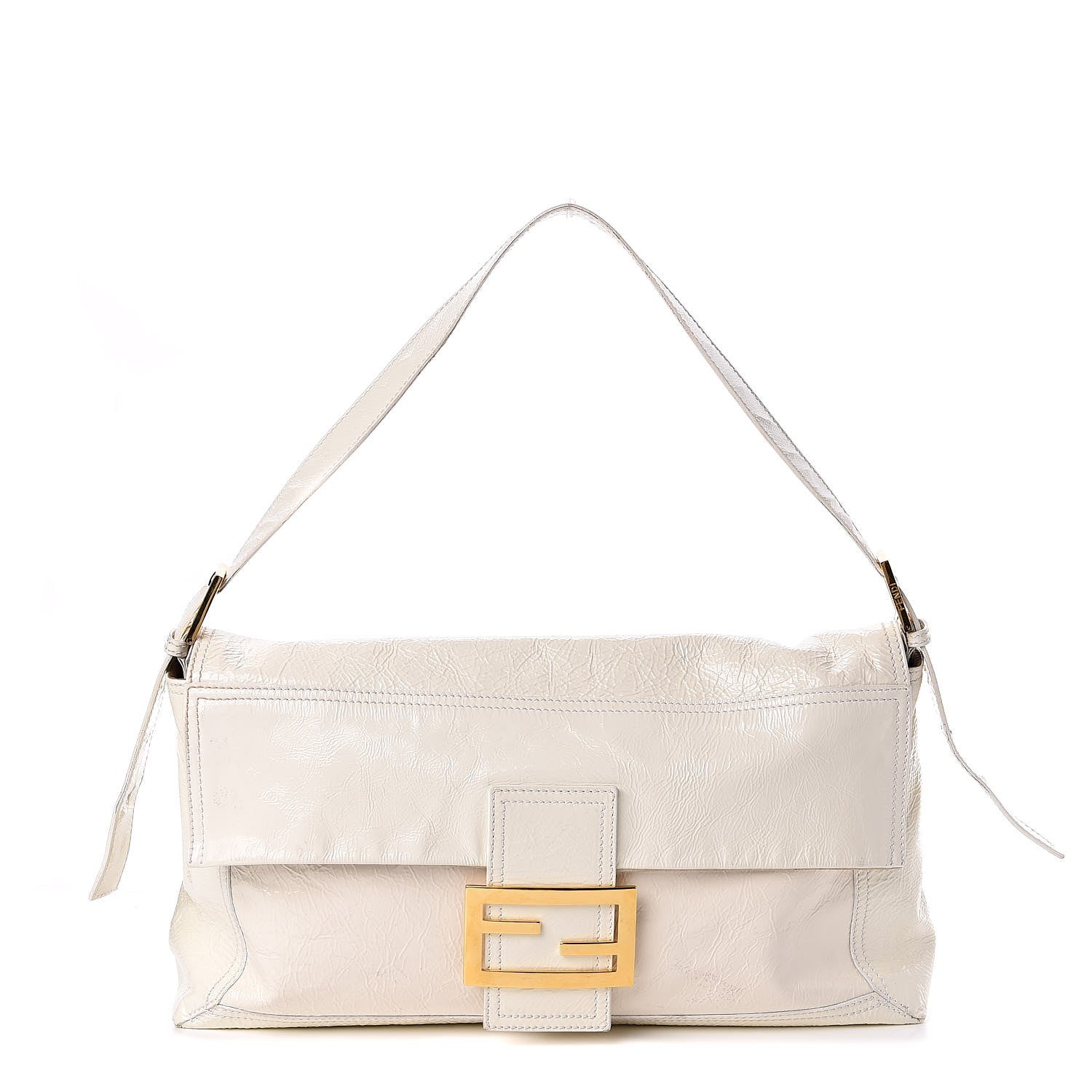 Fendi Vitello Naplak Large Convertible Baguette White 1 of 16