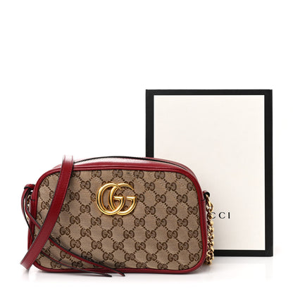 Gucci Monogram Azalea Calfskin Matelasse Diagonal Small GG Marmont Chain Shoulder Bag Beige Ebony New Cherry Red 11 of 11