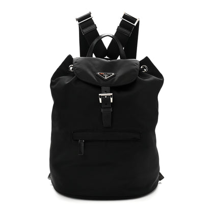 Prada Nylon Vela Saffiano Medium Cinch Backpack Black 1 of 10