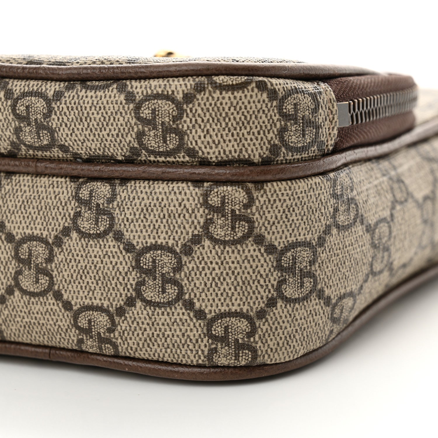 Gucci GG Supreme Monogram Mini Neo Vintage Double Zip Messenger Bag Beige New Acero Crop 9 of 13