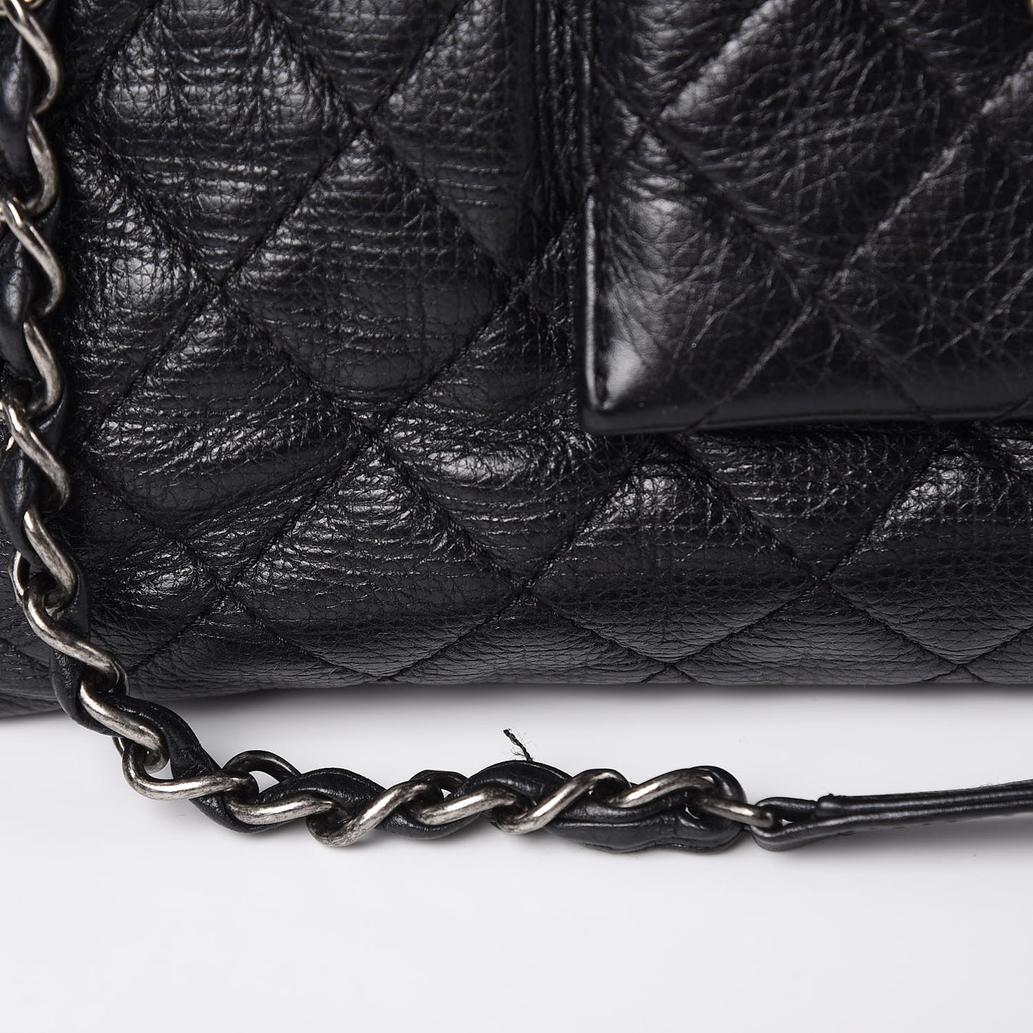 Calfskin Quilted XXL Travel Flap Bag Black