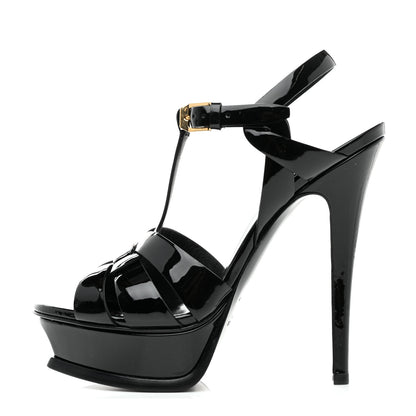 Saint Laurent Patent Tribute 105 Platform Sandals 36 Black 1 of 8
