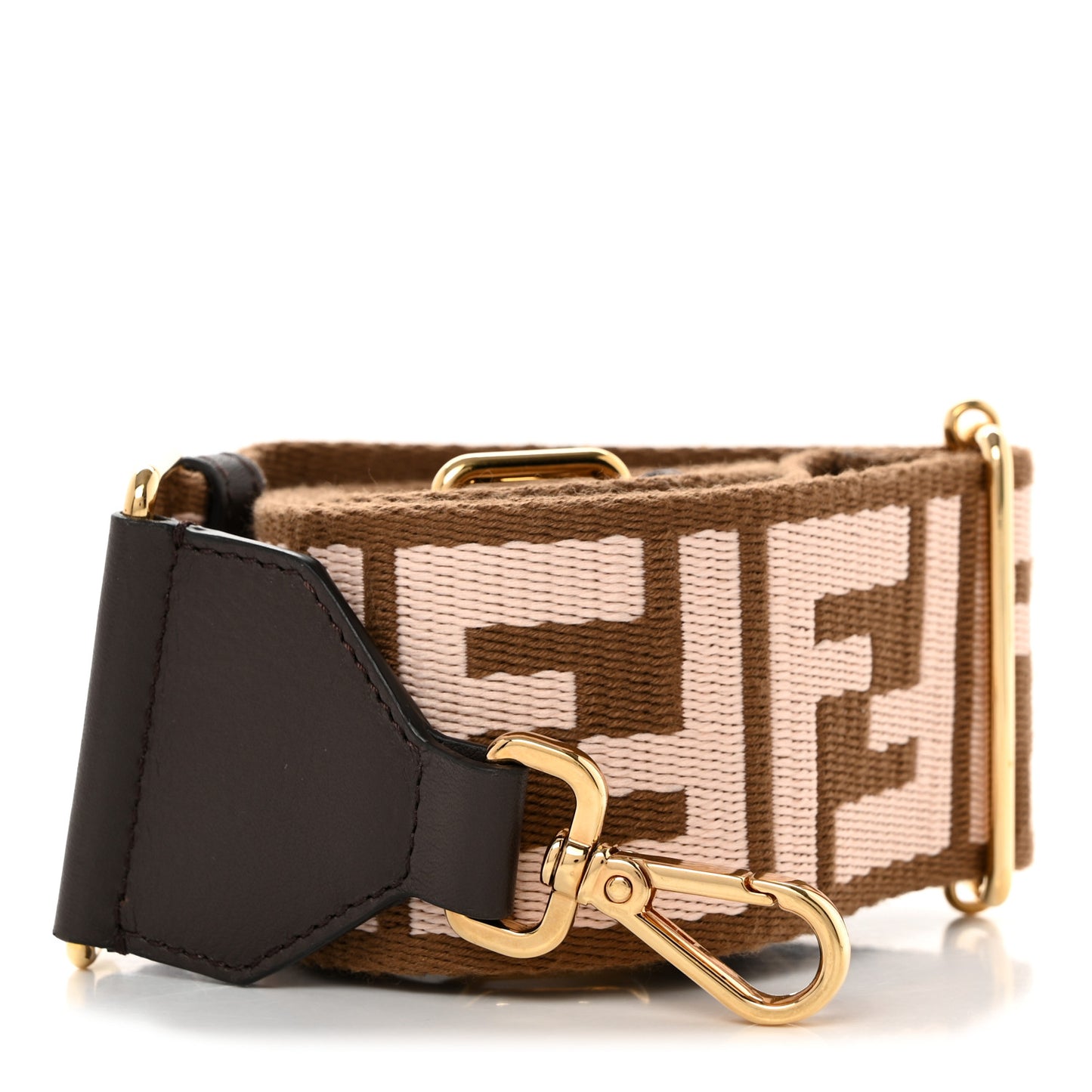 Ribbon Vitello Century FF 1974 Embroidered Adjustable Strap You Fango Rosa Confetto Chocolate