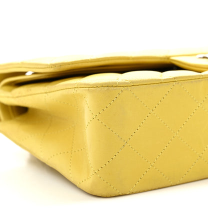 Chanel Lambskin Quilted Medium Double Flap Yellow 9 of 15