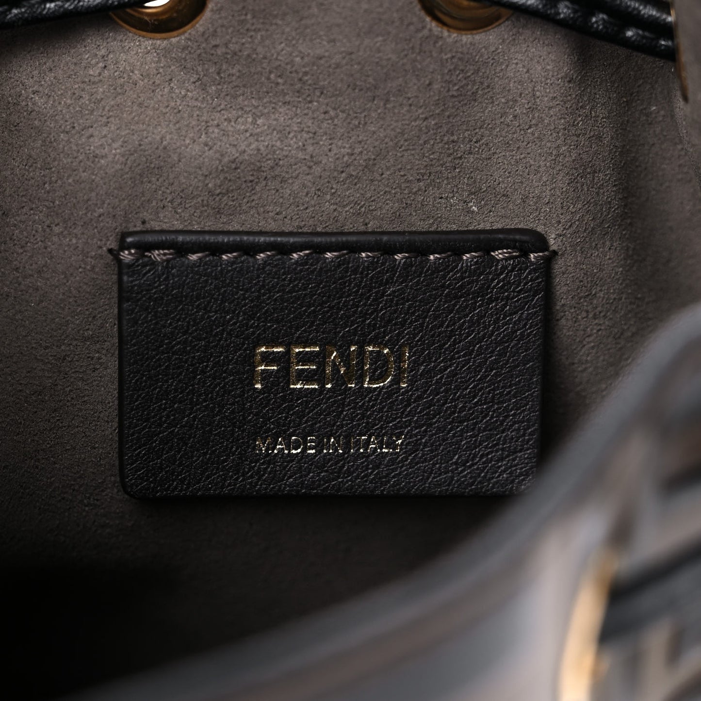 Vitello Liberty F is Fendi Bi-Color FF 1974 Embossed Mini Mon Tresor Bucket Bag Maya Black