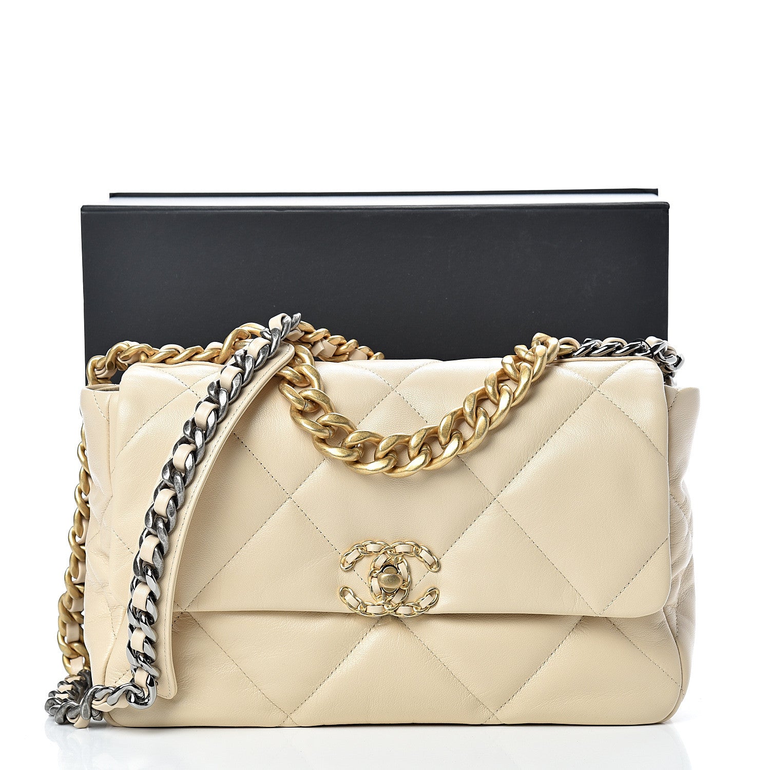 Chanel Goatskin Quilted Large 19 Flap Beige 10 of 10