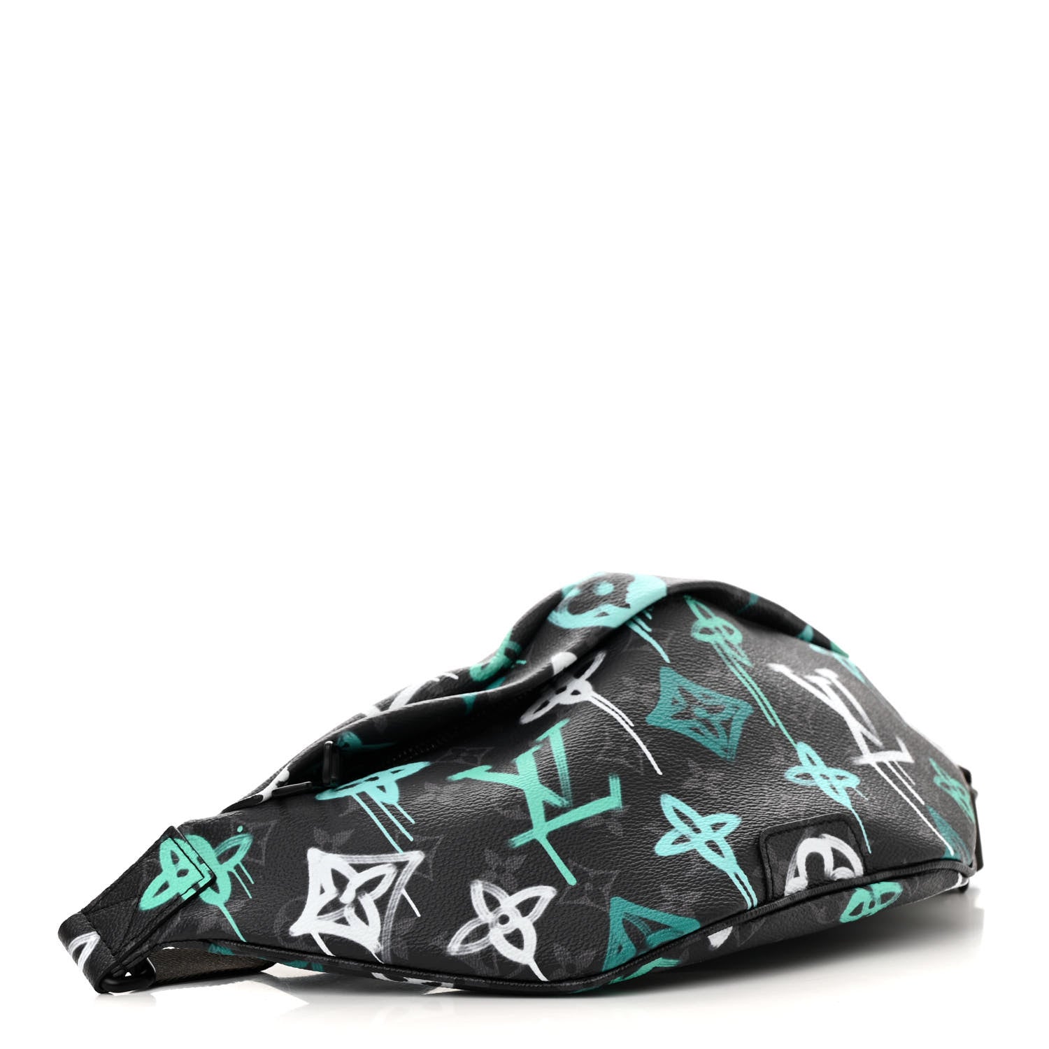 Louis Vuitton Monogram Eclipse LV Graffiti Discovery Bumbag Green Lights 4 of 11