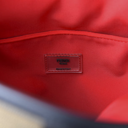 Fendi Fabric Jacquard Cuoio Romano Vitello Pequin Bi-Color FF 1974 Embossed Backpack Tobacco Moro Rosso Malboro Maya Black 9 of 10