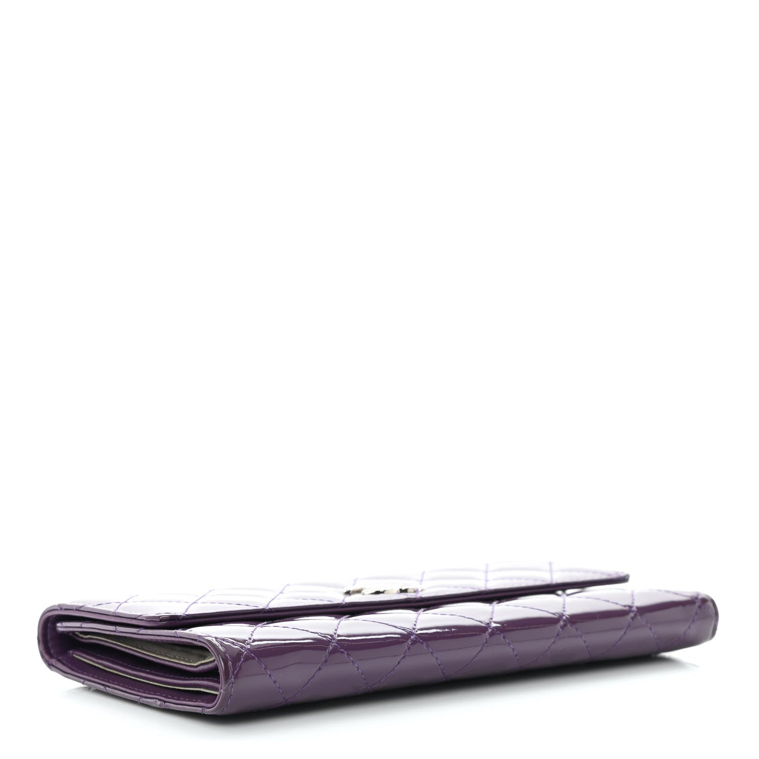 Chanel Patent Calfskin Quilted Large Brilliant Flap Wallet Purple 4 of 14