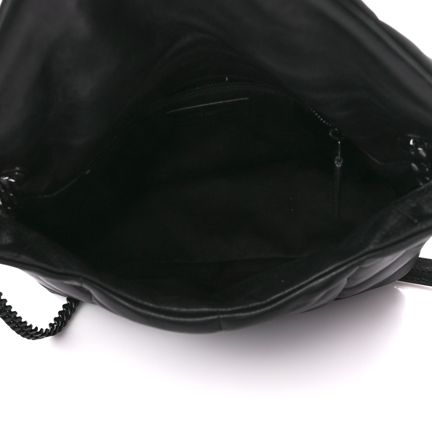 Lambskin Quilted Monogram Monochrome Small Loulou Puffer Chain Satchel Black