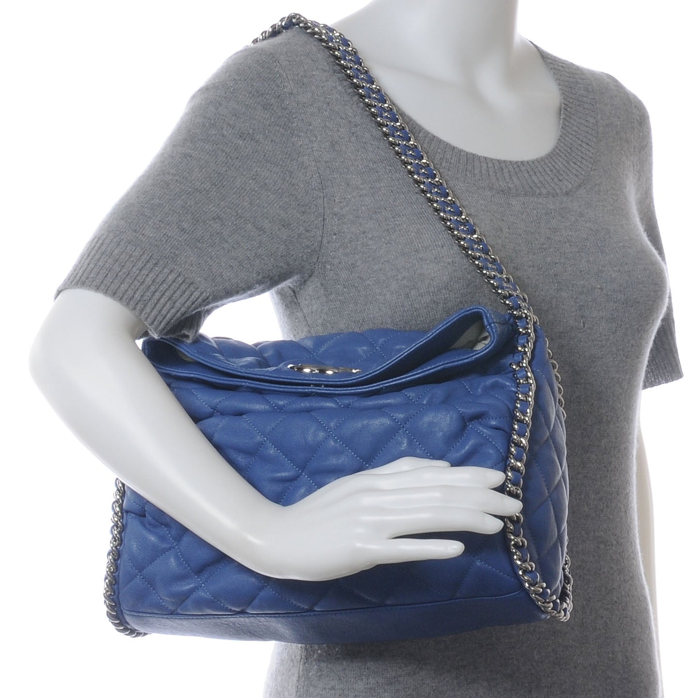 Lambskin Chain Around Hobo Royal Blue