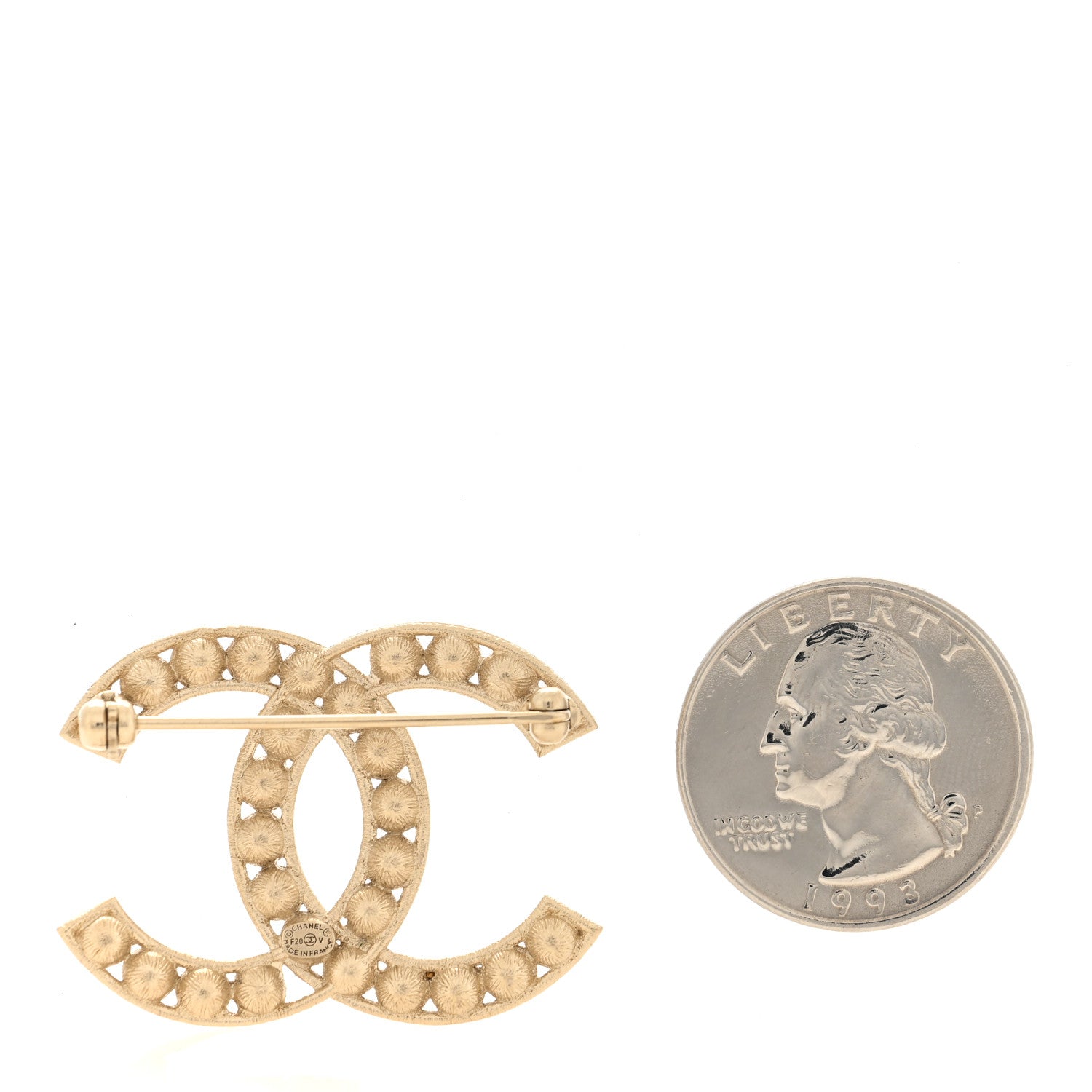 Chanel Crystal Coco's Pearls CC Brooch Light Gold 2 of 3