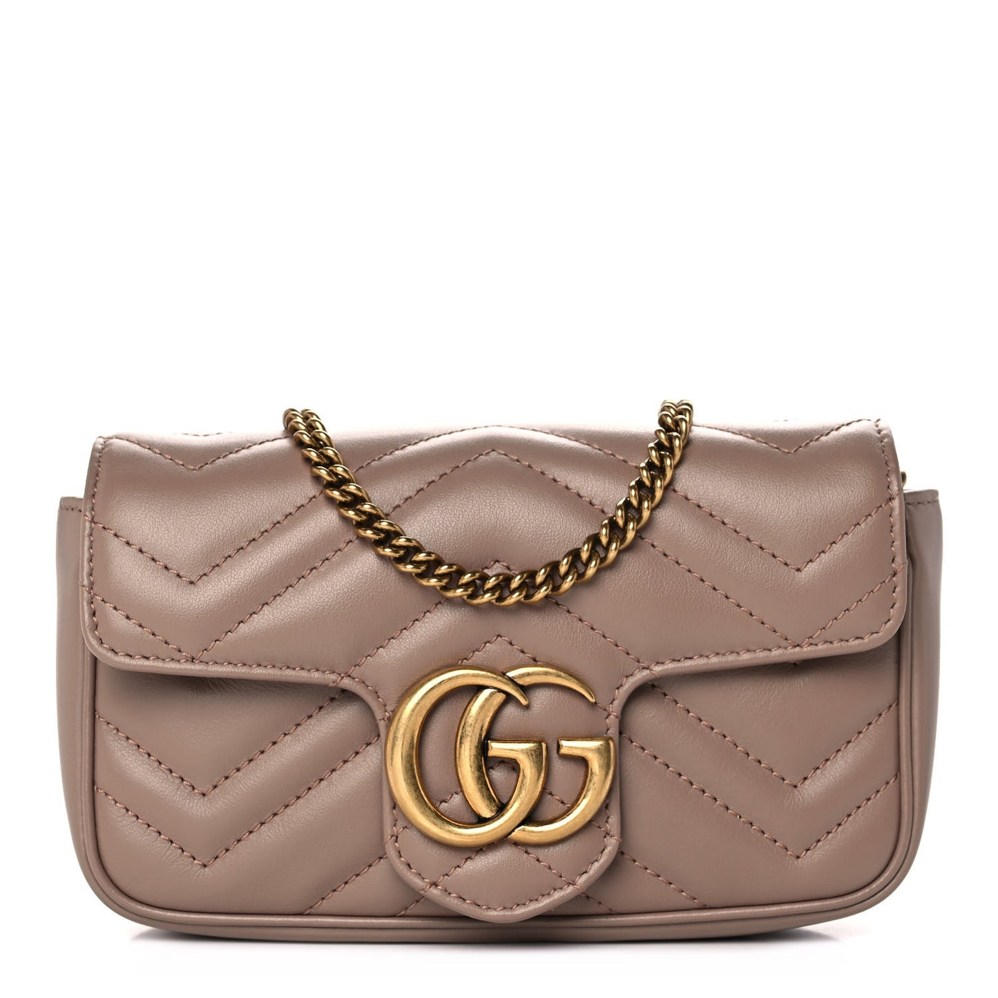 Calfskin Matelasse Super Mini GG Marmont Shoulder Bag Porcelain Rose