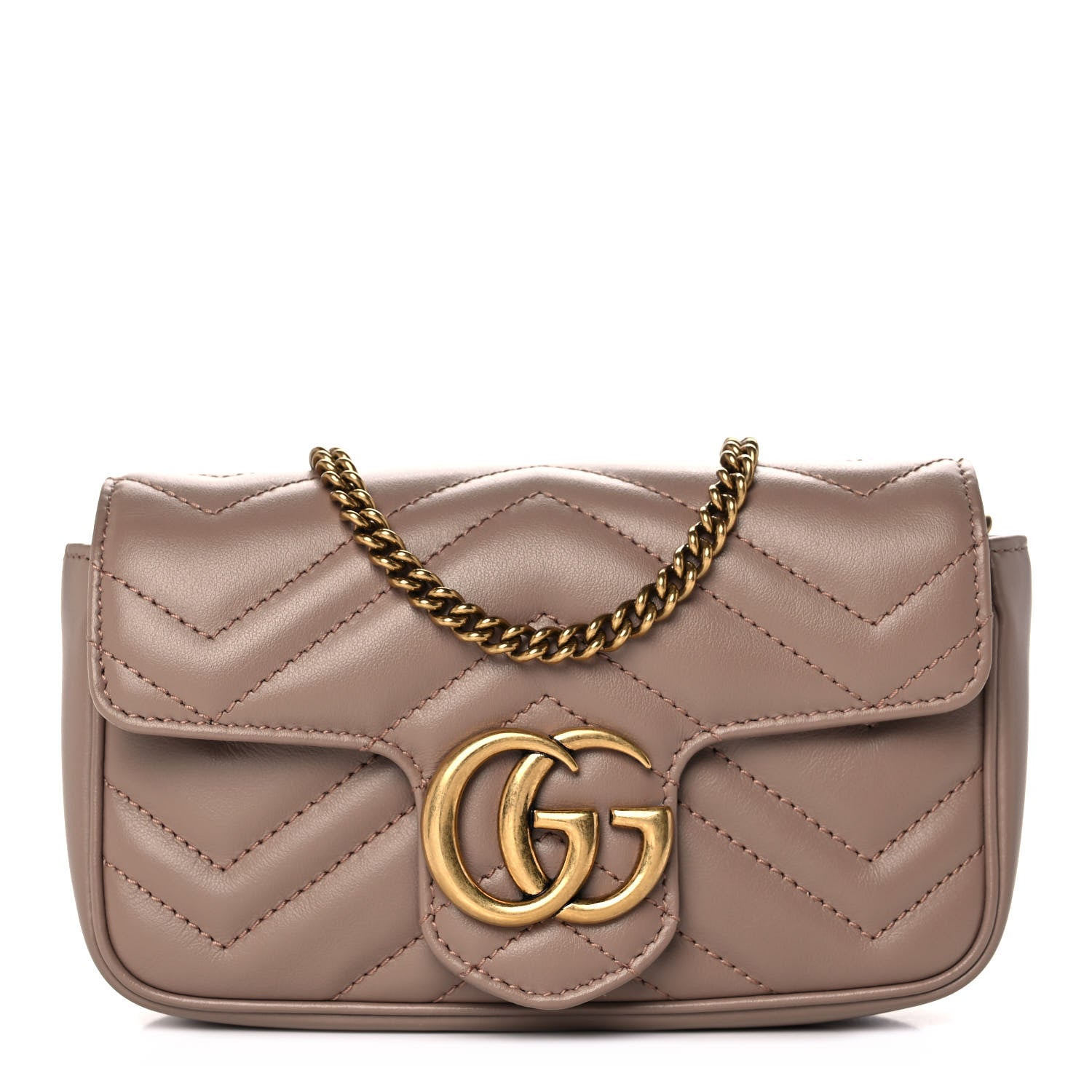 Gucci Calfskin Matelasse Super Mini GG Marmont Shoulder Bag Porcelain Rose 1 of 11