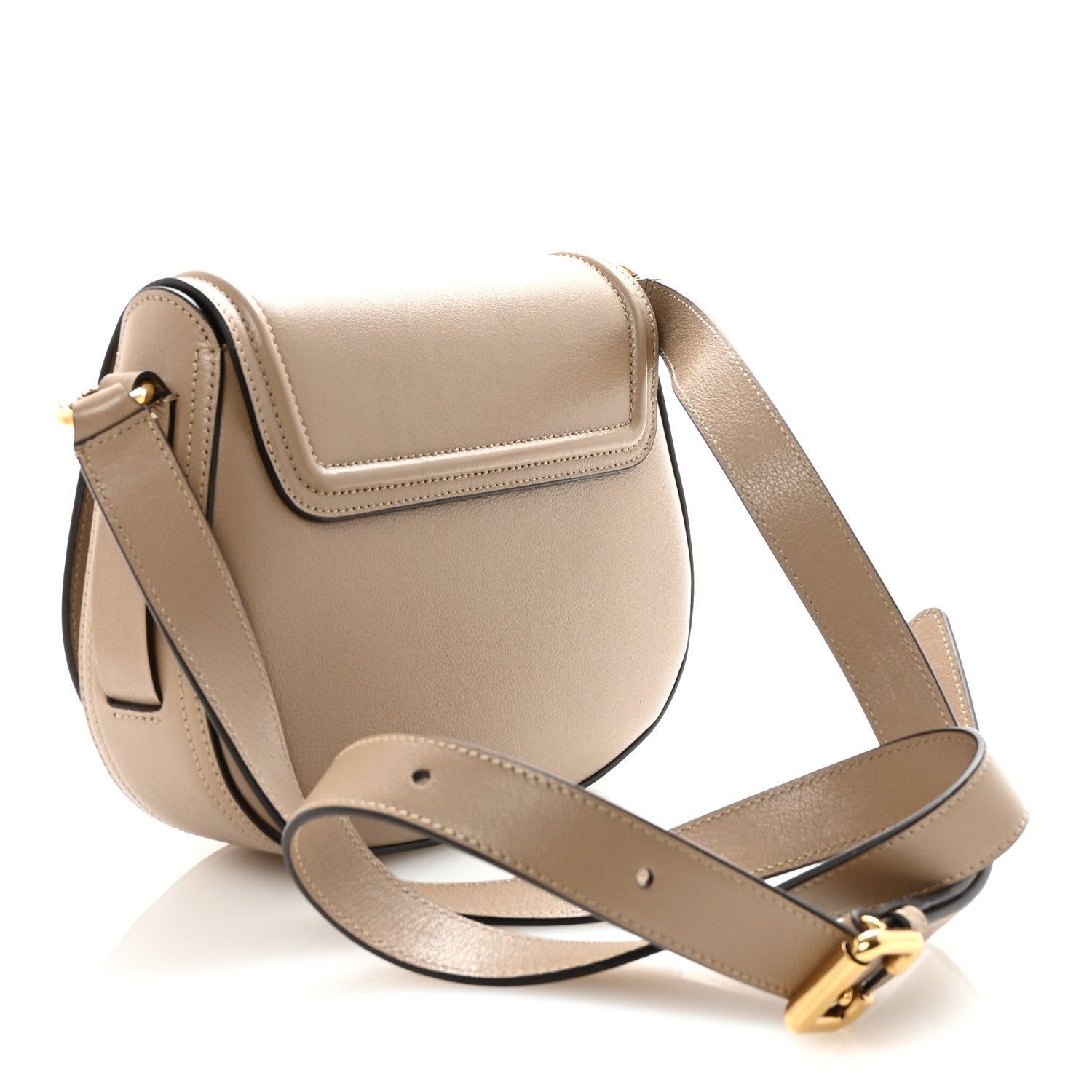 Chloe Grained Asian Water Buffalo Horse Medal Saddle Crossbody Bag Boyish Brown 3 of 10