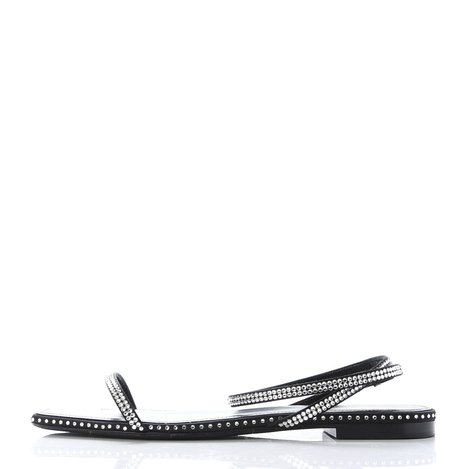 Saint Laurent Calfskin Studded Raso Seta Sandals 39.5 Black 1 of 9