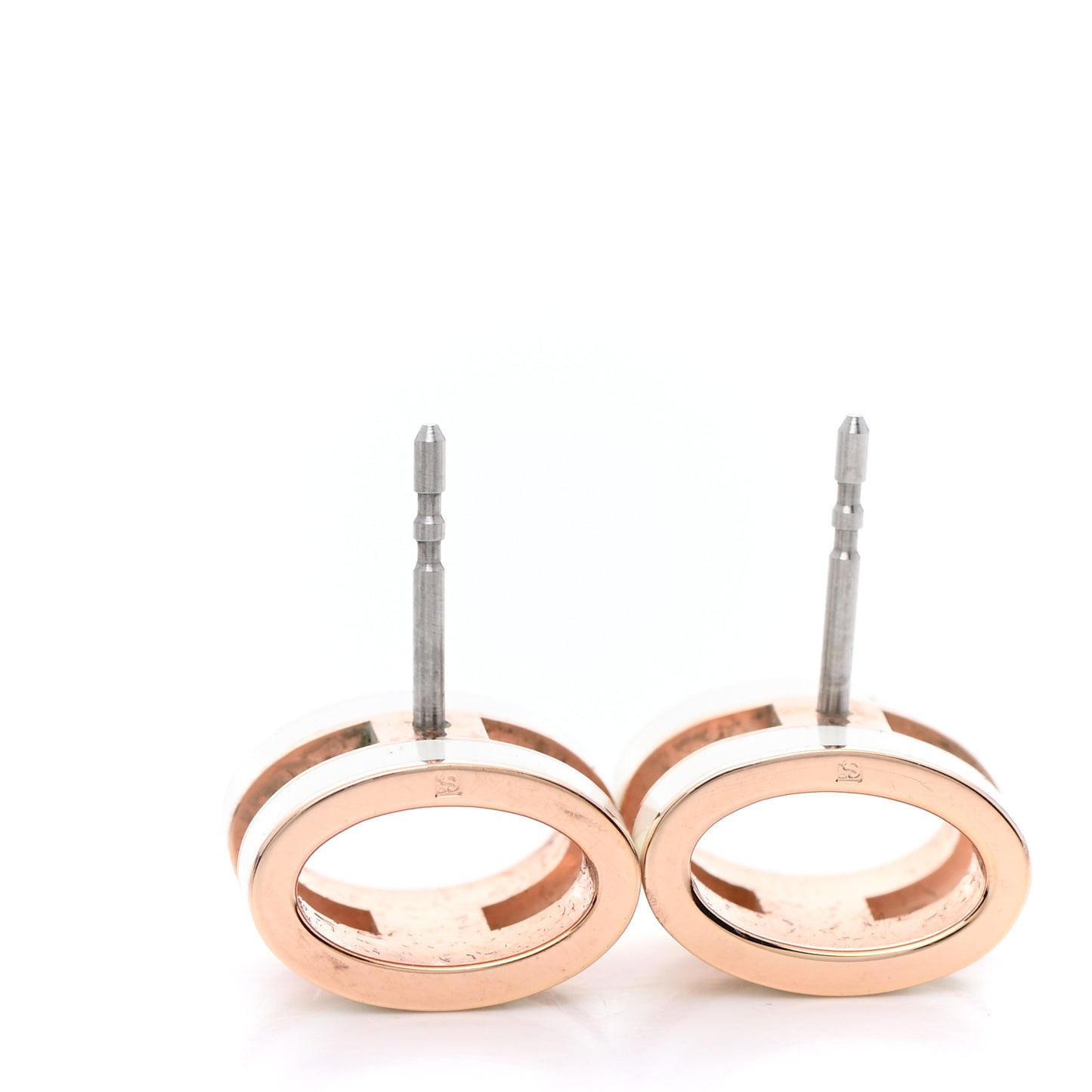 Rose Gold Lacquered Mini Pop H Earrings White
