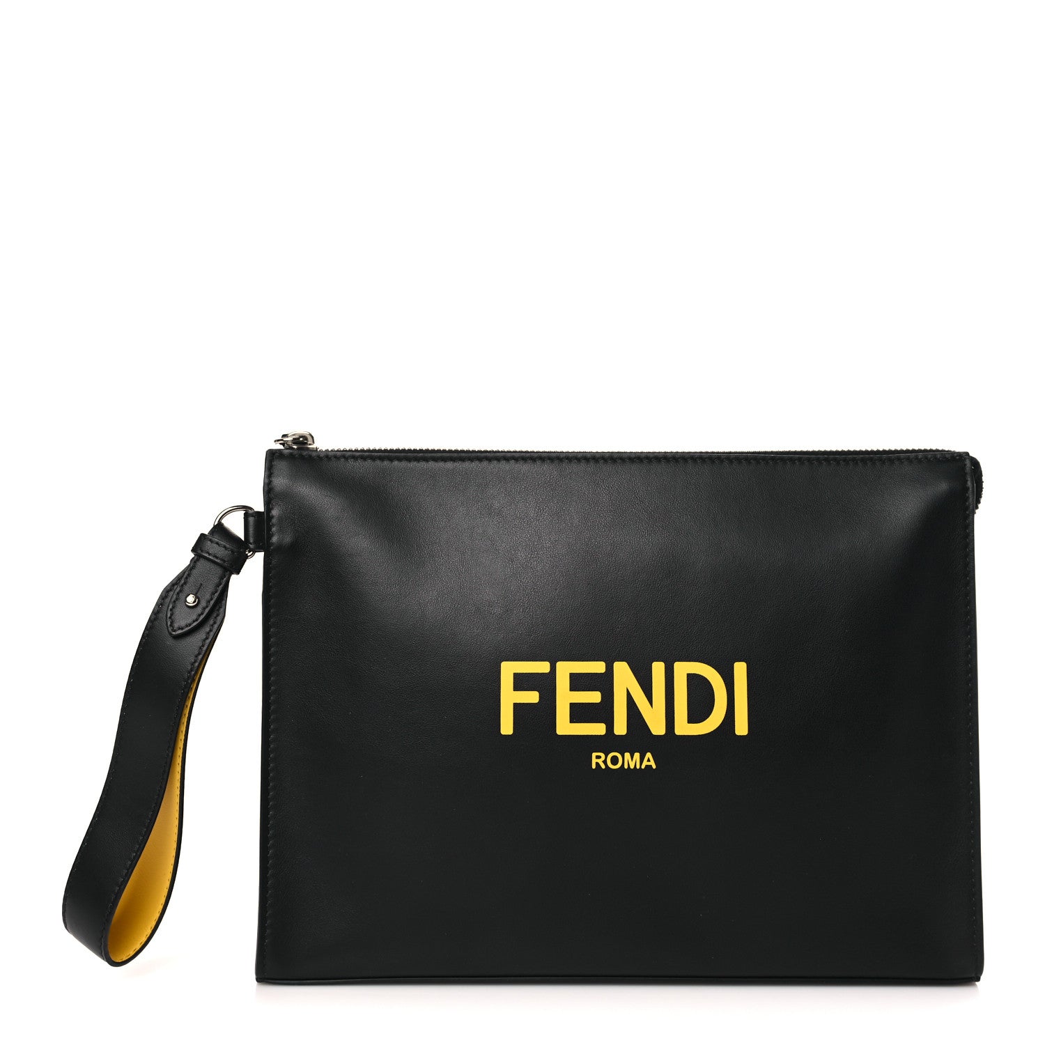 Fendi Vitello Grace Light Logo Clutch Bag Black Sunflower 1 of 9