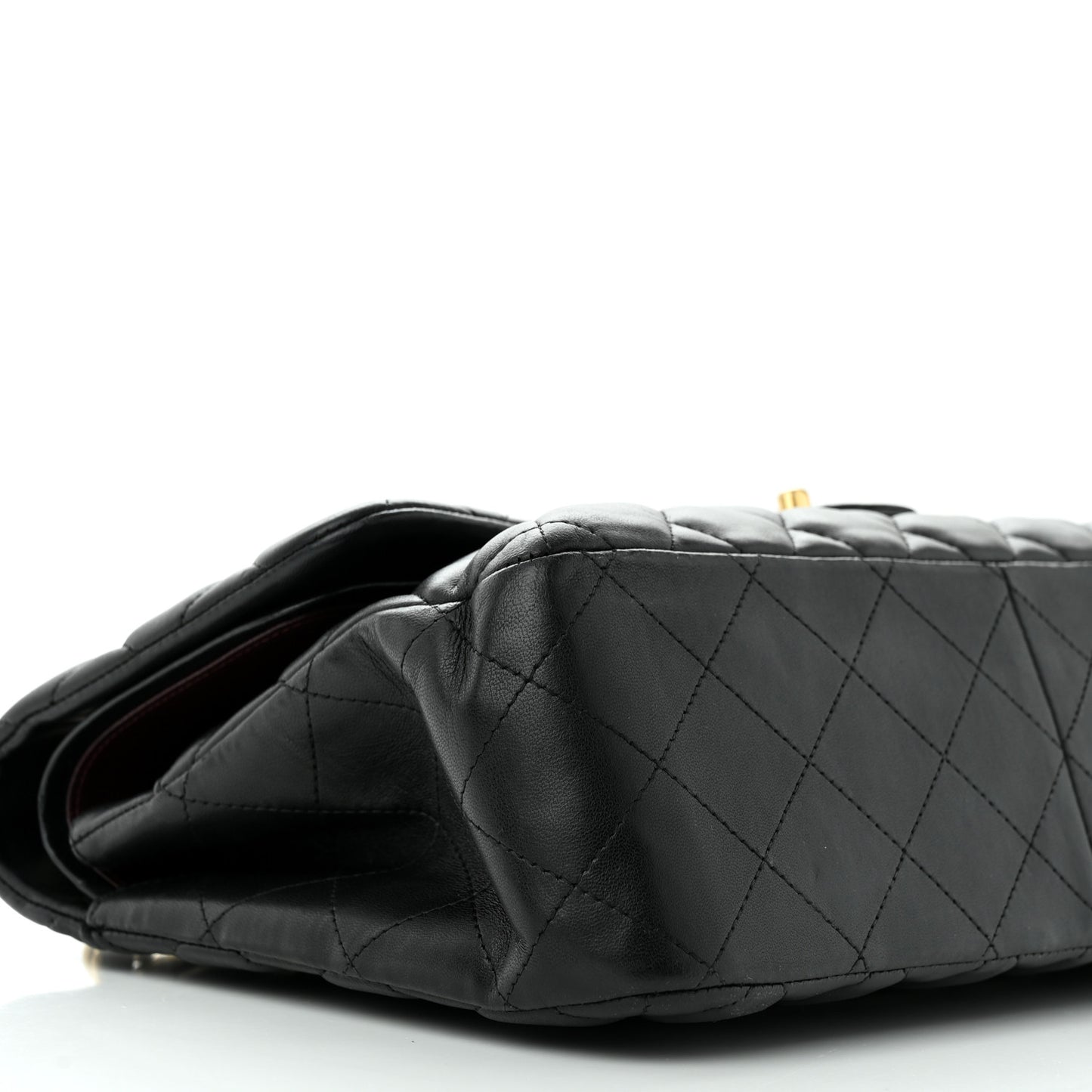 Lambskin Quilted Jumbo Double Flap Black