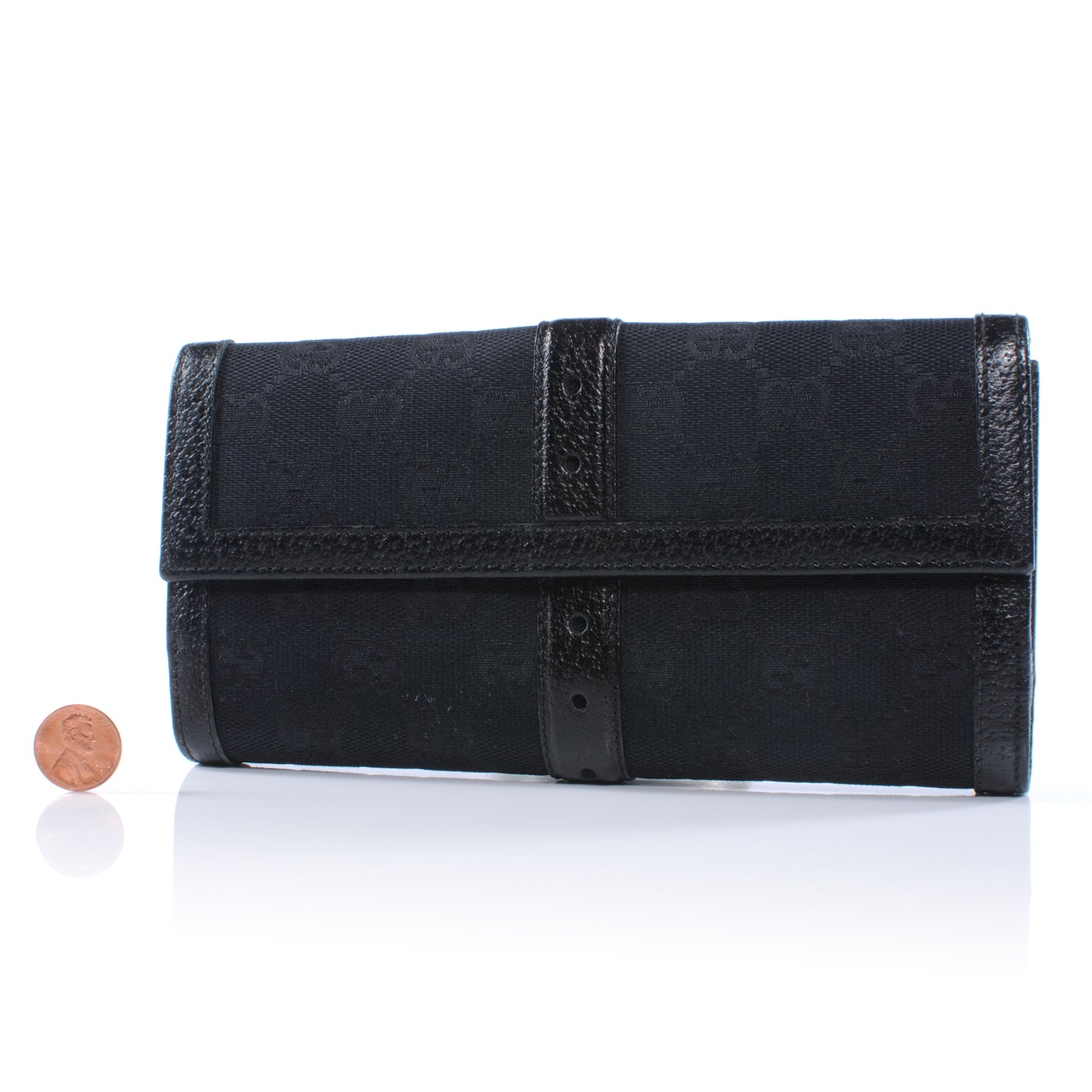 Horsebit Print Glam Continental Wallet Black