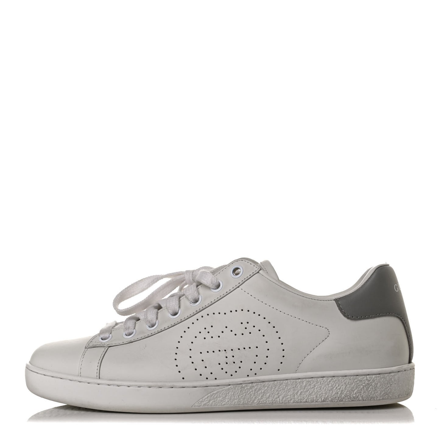 Calfskin Interlocking G Perforated Womens Ace Sneakers 39 White Grey Sky