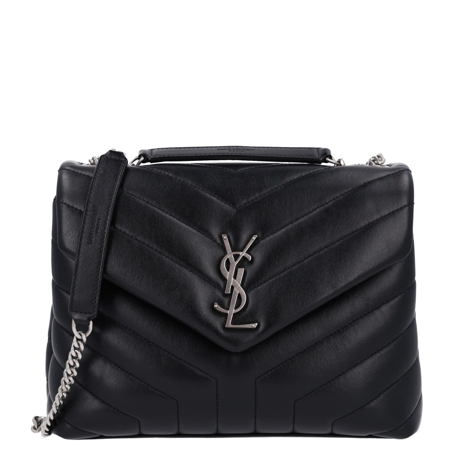 Saint Laurent Calfskin Y Quilted Monogram Small Loulou Chain Satchel Black 1 of 11