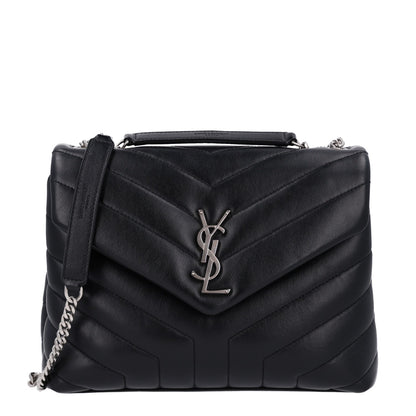 Saint Laurent Calfskin Y Quilted Monogram Small Loulou Chain Satchel Black 1 of 11
