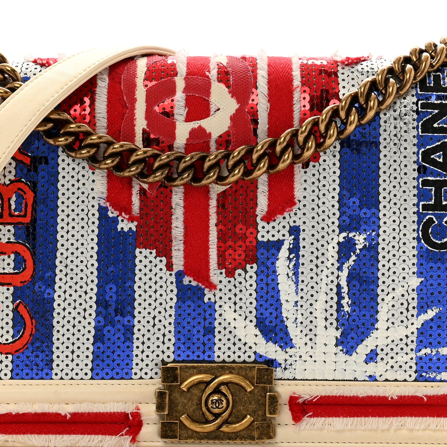 Sequin Canvas New Medium Cuba Boy Flap White Blue Red