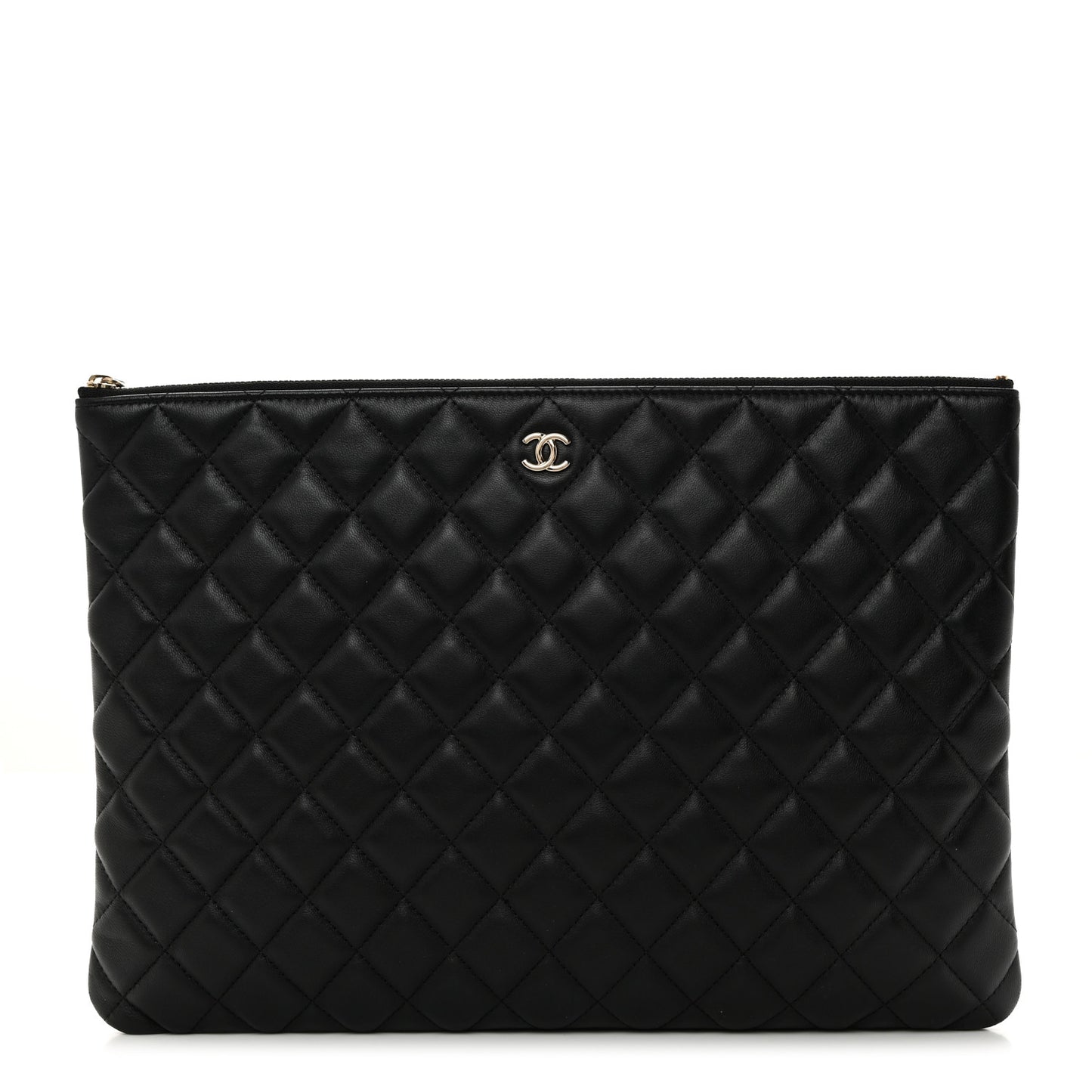 Lambskin Quilted Large Cosmetic Case Black