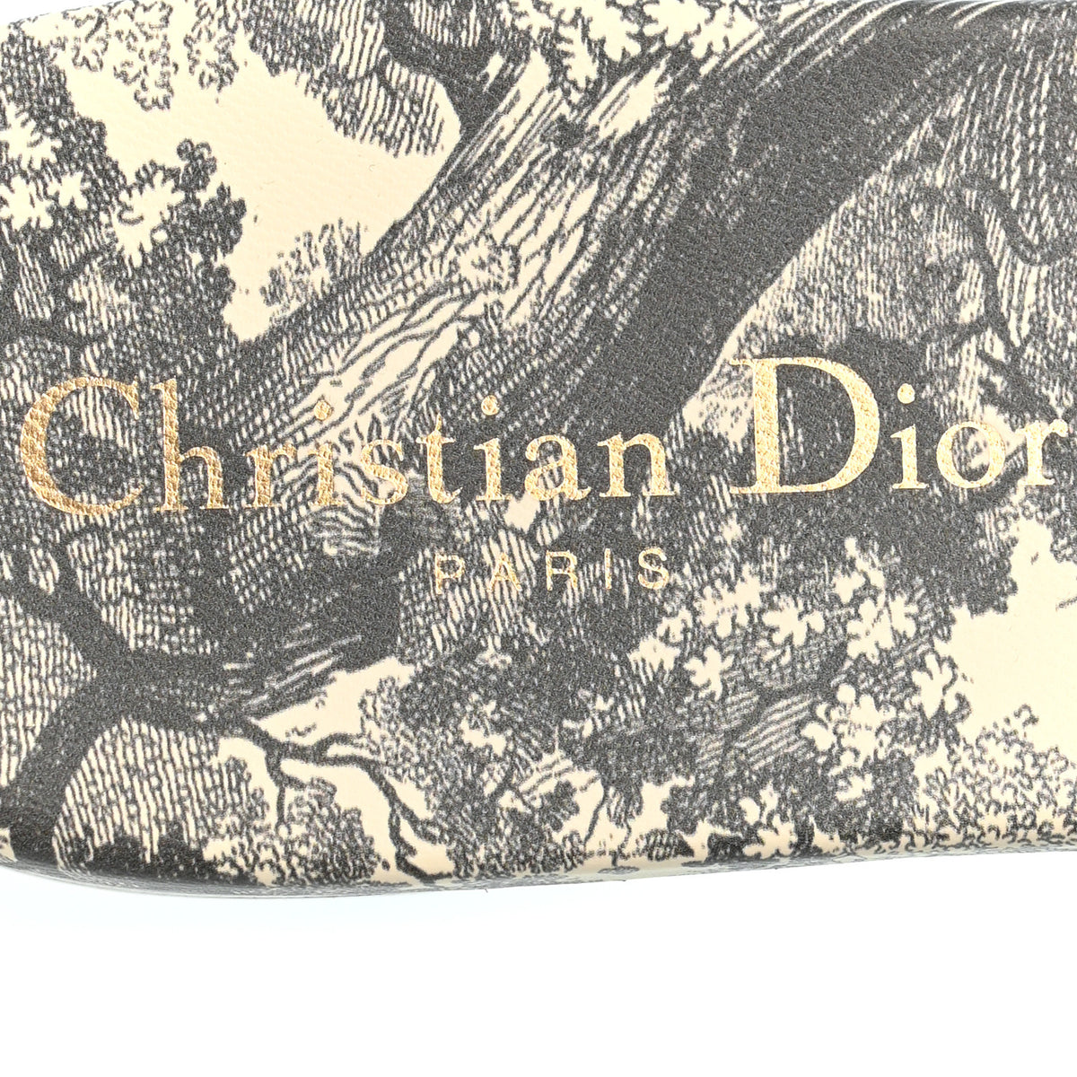 Christian Dior Canvas Toile De Jouy Embroidered Dway Flat Slide Sandals 37.5 Light Grey 7 of 10
