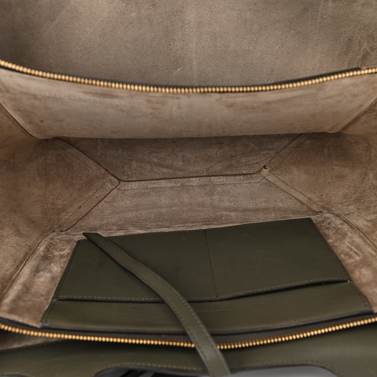 Smooth Calfskin Medium Tri-Fold Bag Khaki