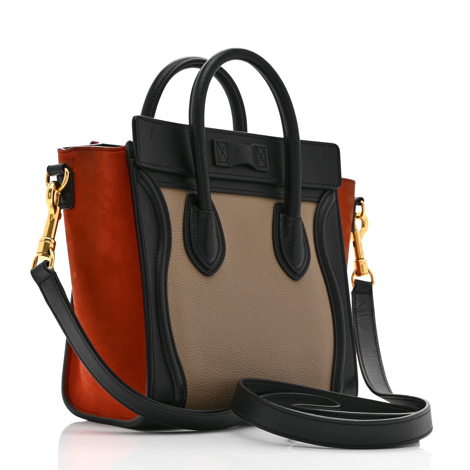 Celine Drummed Calfskin Nubuck Nano Tri-Color Luggage Beige 3 of 10