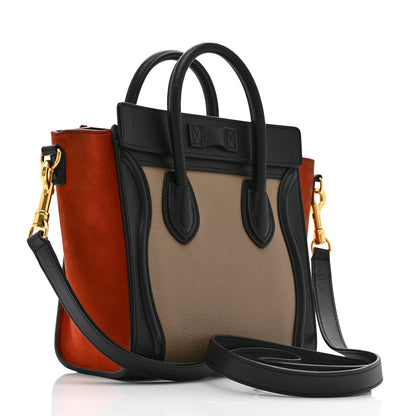 Celine Drummed Calfskin Nubuck Nano Tri-Color Luggage Beige 3 of 10