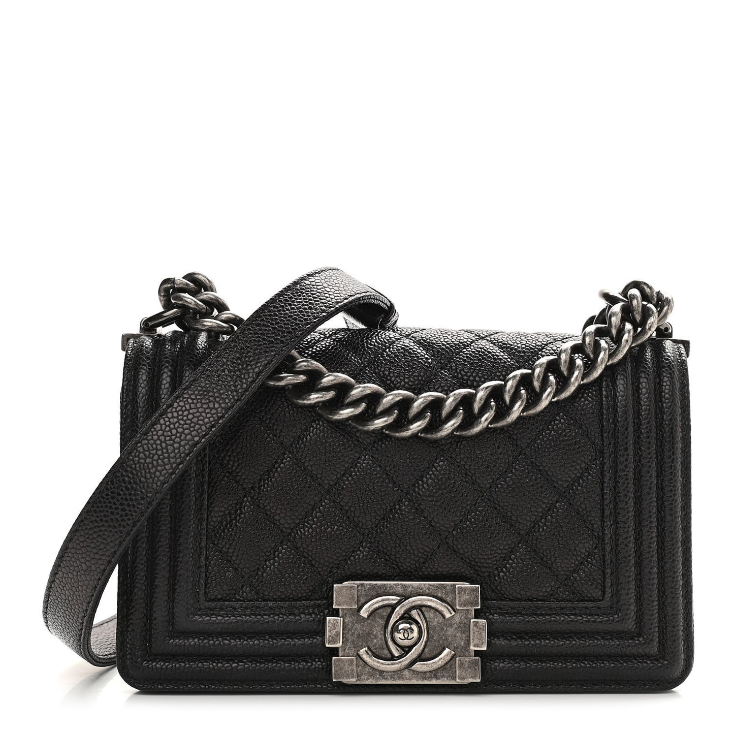 Caviar Quilted Small Boy Flap Black