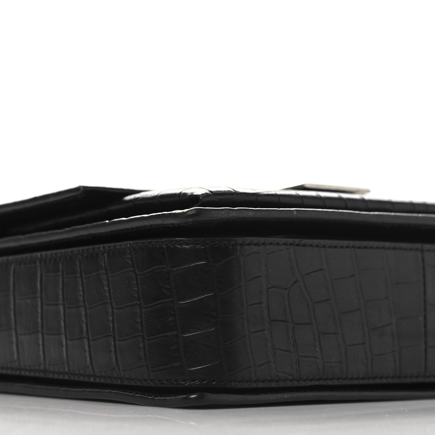 Calfskin Crocodile Embossed Medium Bellechasse Satchel Matte Black