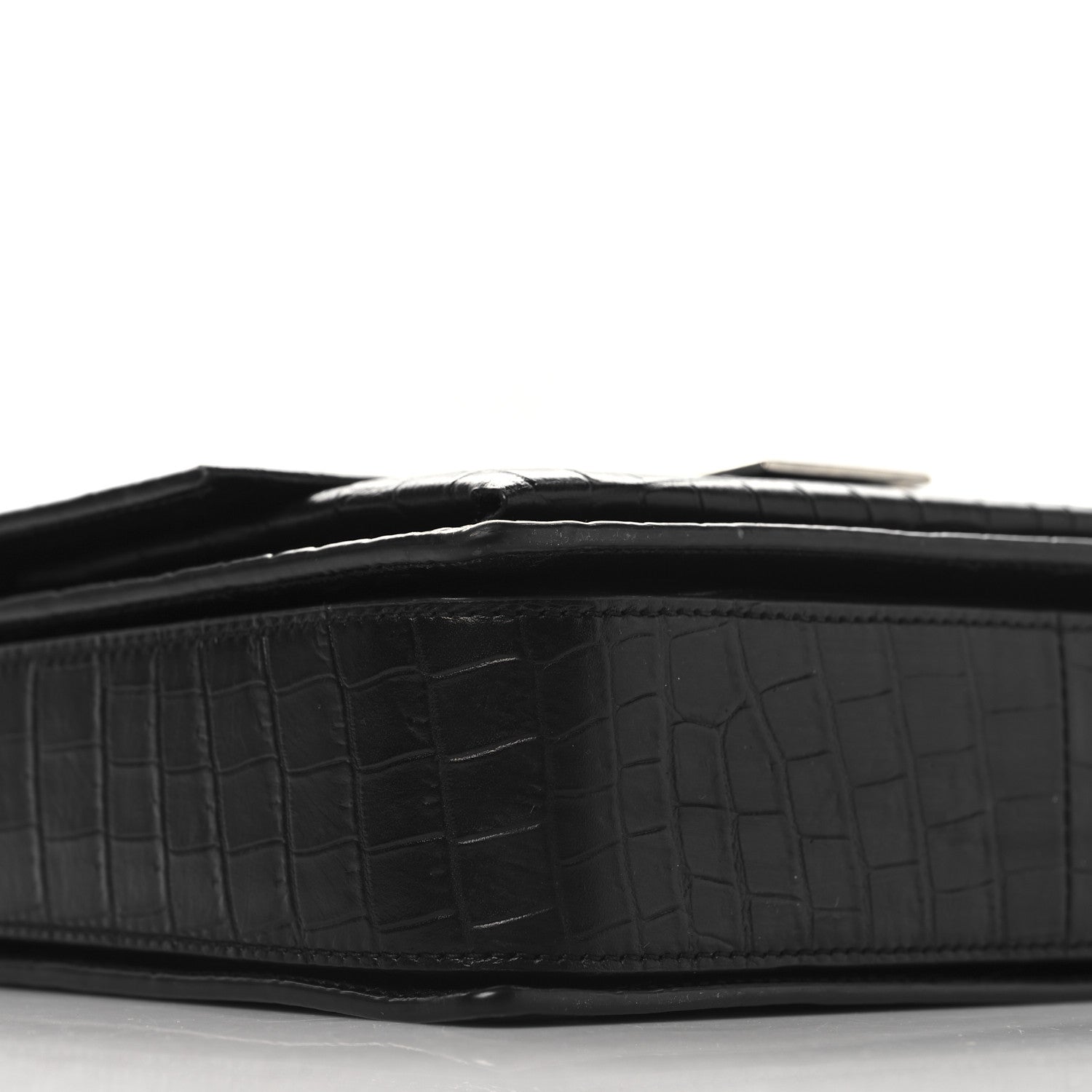 Saint Laurent Calfskin Crocodile Embossed Medium Bellechasse Satchel Matte Black 8 of 10