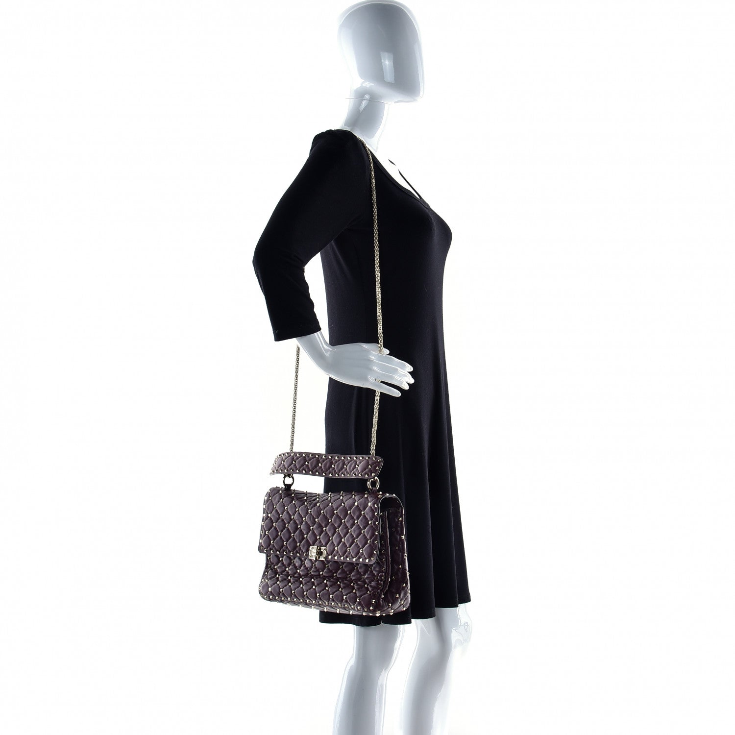 Valentino Garavani Nappa Large Rockstud Spike Shoulder Bag Rubin 4 of 14