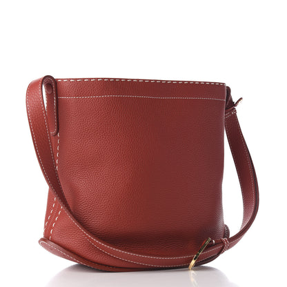 Delvaux Taurillon Pin Surpique Bucket Scarlet Red 3 of 16